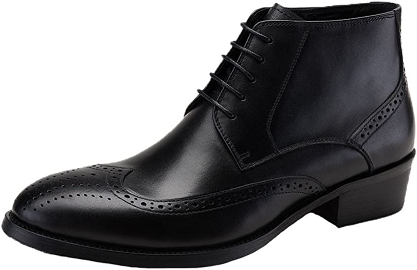 santimon Men's Wingtip Brogue Dress Boots