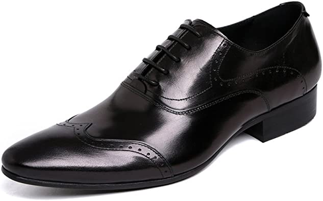 santimon Men's Wingtip Brogue Pointed Toe Oxfords