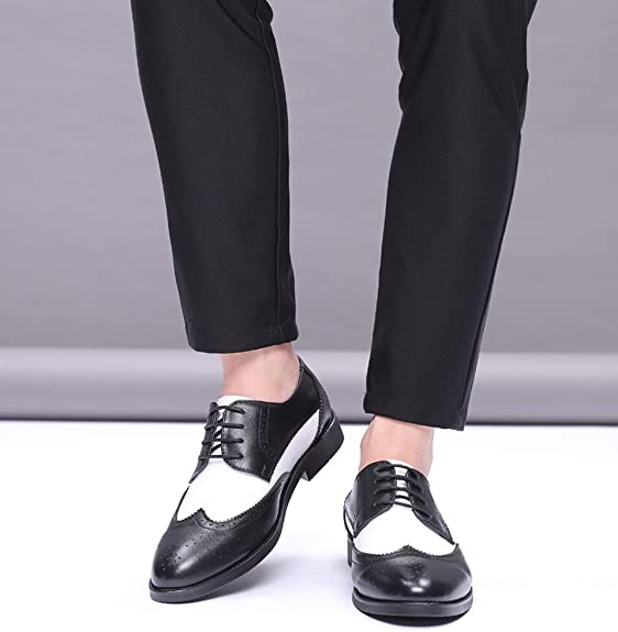 Santimon Men's Wingtip Derby Black & White