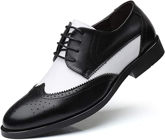 santimon Men's Wingtip Derby Black & White