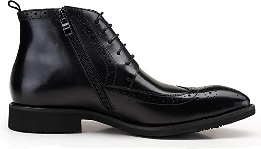 Santimon Men's Wingtip Dress Boots Black