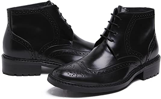 Santimon Men's Wingtip Dress Boots Brogues