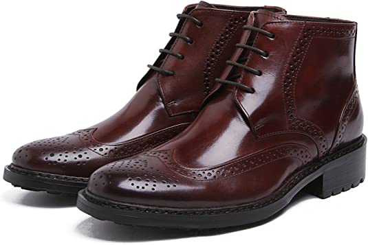 Santimon Men's Wingtip Dress Boots Brogues