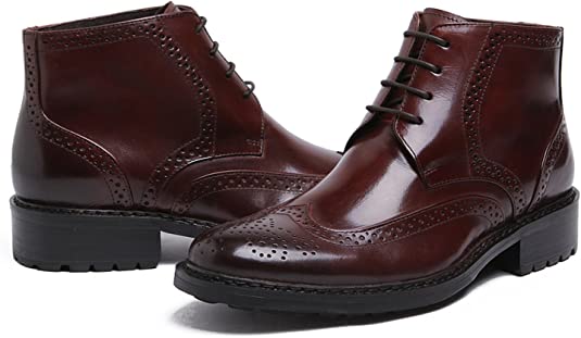 Santimon Men's Wingtip Dress Boots Brogues