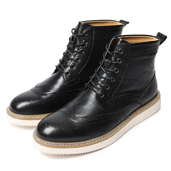 Santimon Men's Wingtip Dress Boots Foam Sole