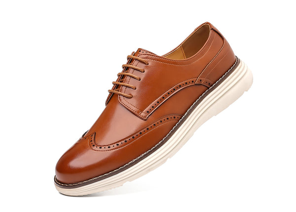 Santimon Men's Wingtip Leather Derby Shoes