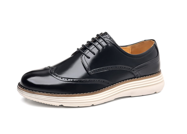 Santimon Men's Wingtip Leather Derby Shoes