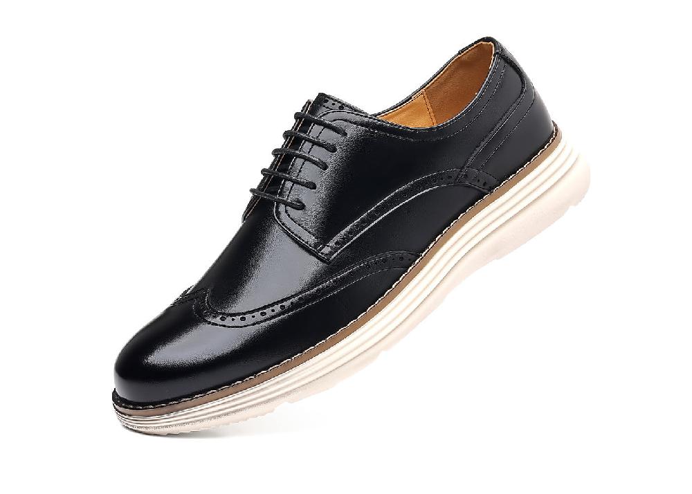 santimon Men's Wingtip Leather Derby Shoes