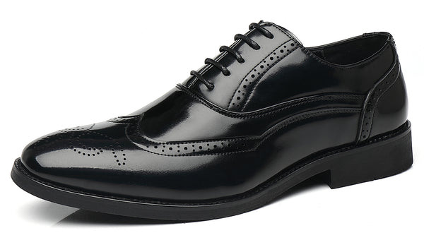Santimon Men's Wingtip Oxfords Black Bronze