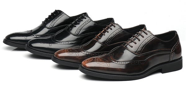 Santimon Men's Wingtip Oxfords Black Bronze