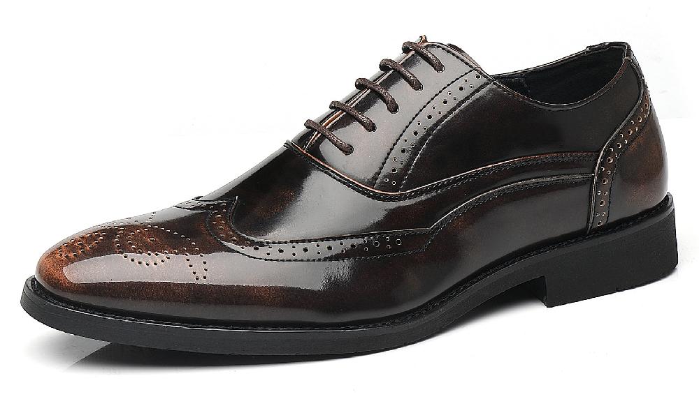 santimon Men's Wingtip Oxfords Black Bronze