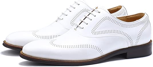 Santimon Men's Wingtip Oxfords Ivory White