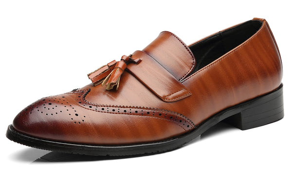 Santimon Men's Wingtip Smoking Loafers