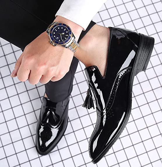 Santimon Men's Wingtip Tassel Loafers