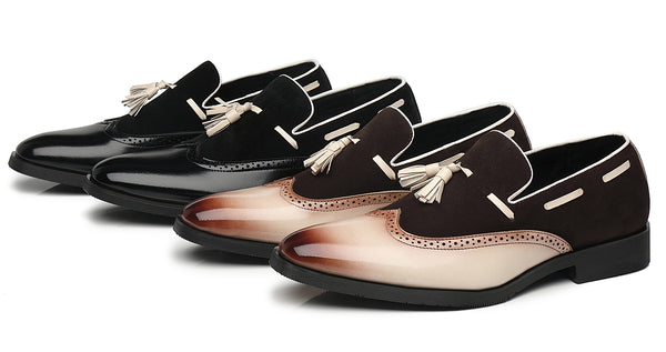 Santimon Men's Wingtip Tassel Smoking Loafers