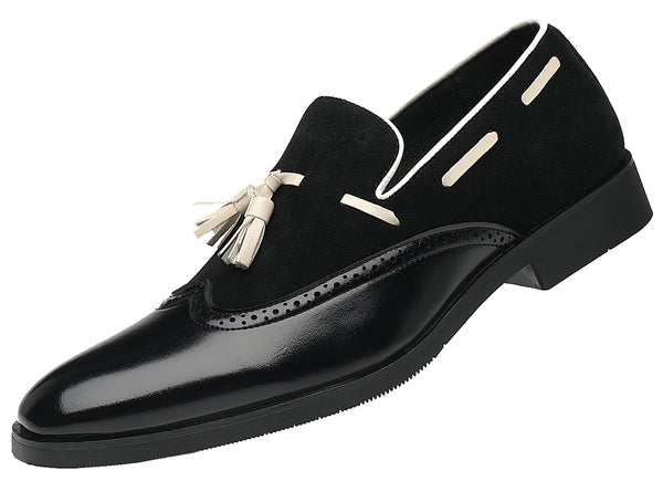 Santimon Men's Wingtip Tassel Smoking Loafers