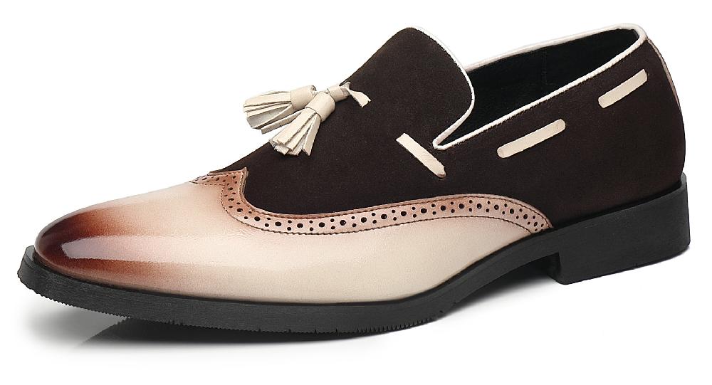 santimon Men's Wingtip Tassel Smoking Loafers