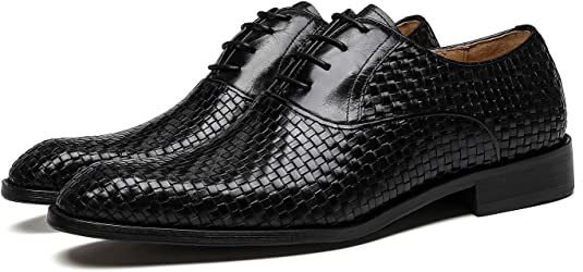 santimon Men's Woven Lace Up Oxford in Black
