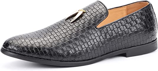 santimon Men's Woven Smoking Loafers