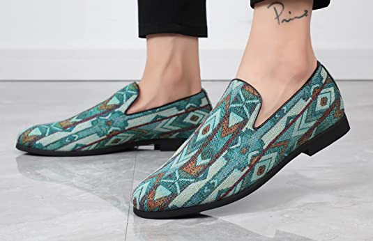 Santimon Men's Woven Smoking Loafers Bohemia