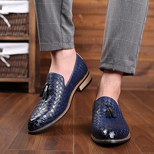 Santimon Men's Woven Tassel Smoking Loafers