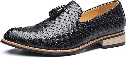 santimon Men's Woven Tassel Smoking Loafers