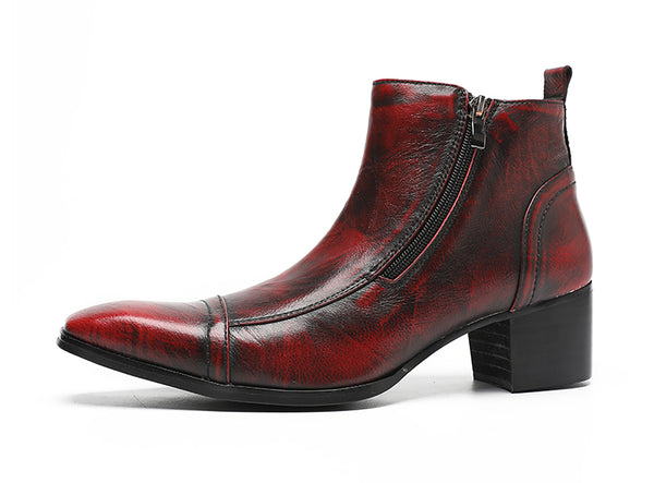 Santimon Men's Zipper Cap Toe Western Boots