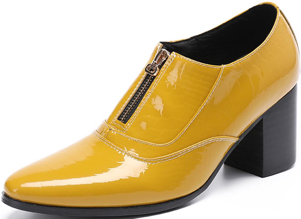 santimon Men's Zipper Cuban Heel Leather Derby