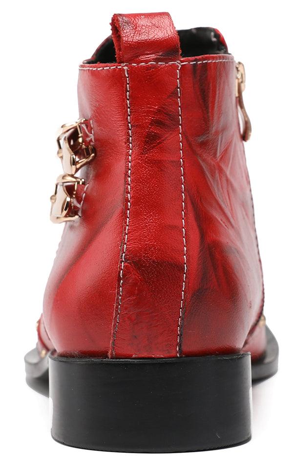 Santimon Men's Zipper Lion Metal Tip Western Boots