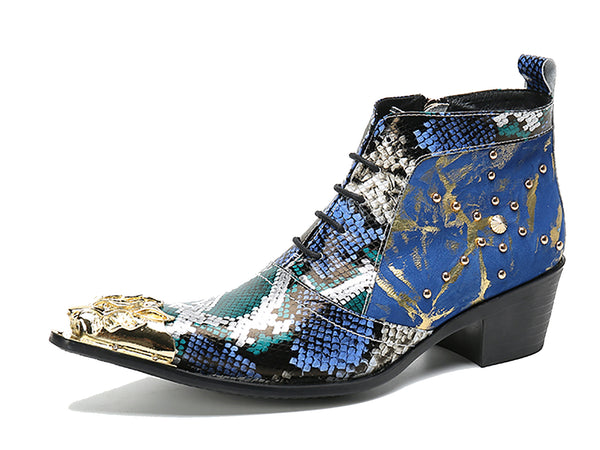 Santimon Men's Zipper Metal Tip Western Boots