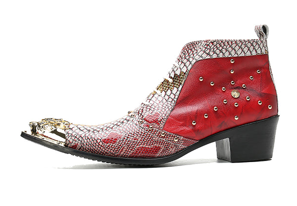 Santimon Men's Zipper Metal Tip Western Boots