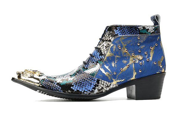 Santimon Men's Zipper Metal Tip Western Boots