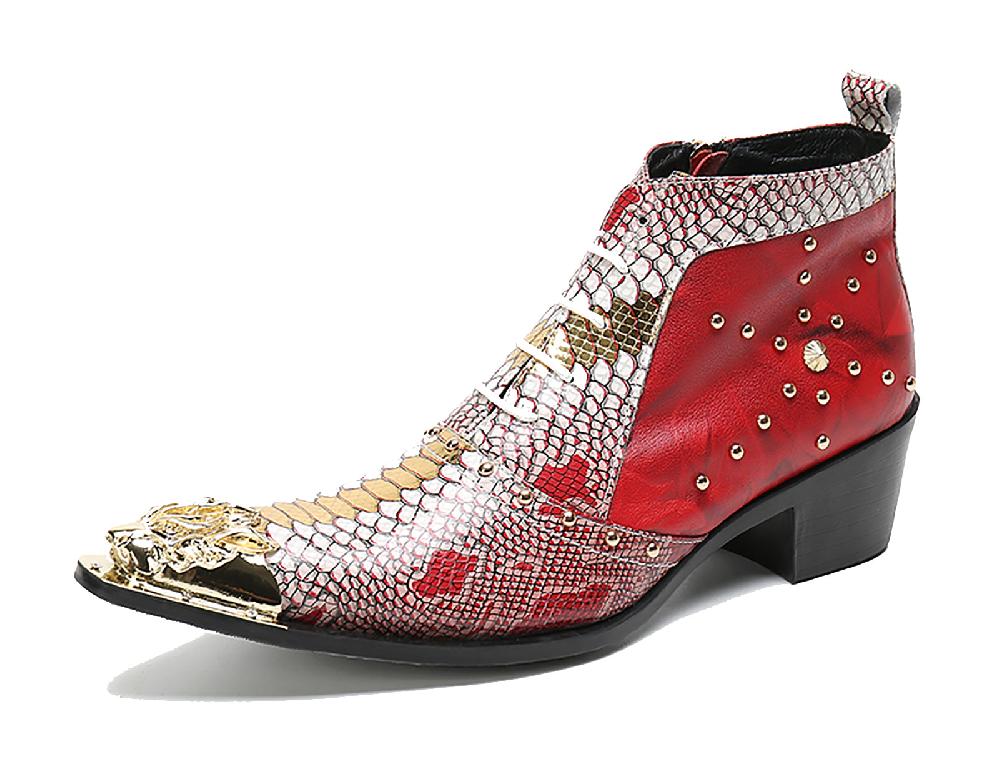 santimon Men's Zipper Metal Tip Western Boots