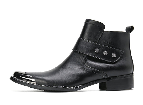 Santimon Men's Zipper Western Boots Metal Tip