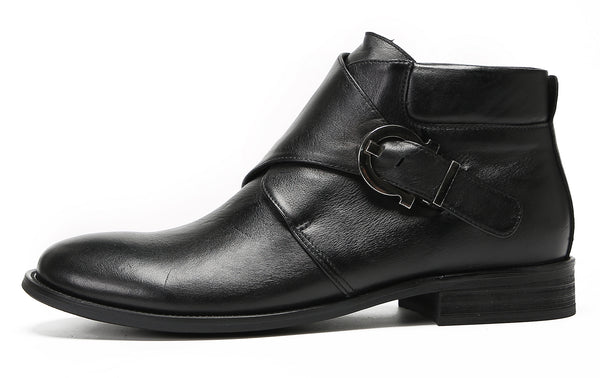 Santimon Mens Casual Buckle Ankle Western Boots