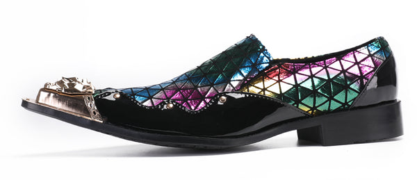 Santimon Mens Casual Driving Plaid Western Loafers