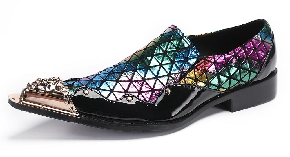 santimon Mens Casual Driving Plaid Western Loafers