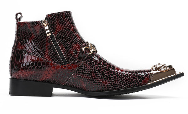 Santimon Mens Casual Party Red Dress Western Boots