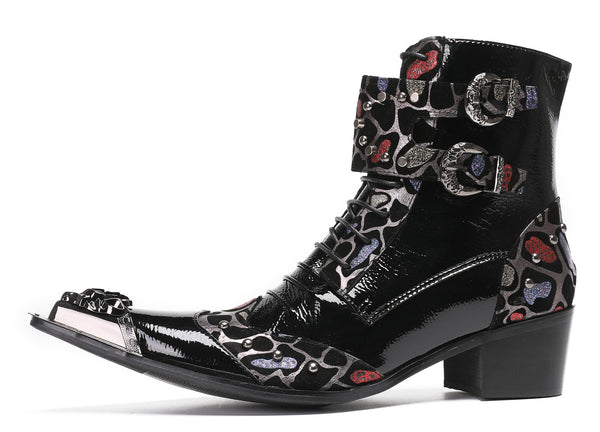 Santimon Mens Casual Western Boots Metal Tip Toe