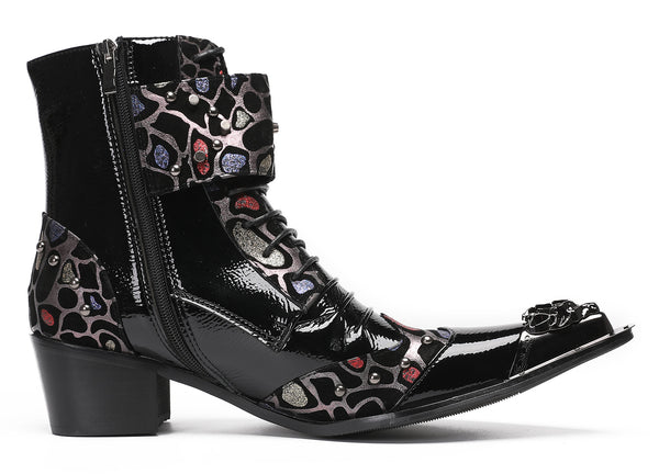 Santimon Mens Casual Western Boots Metal Tip Toe