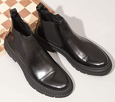 Santimon Mens Chelsea Boots Cap Toe In Black