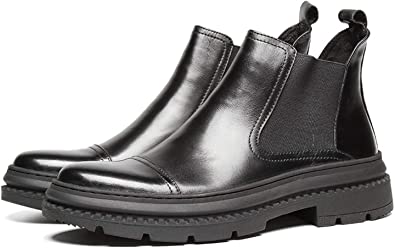 santimon Mens Chelsea Boots Cap Toe in Black