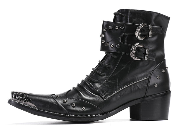 Santimon Mens Cowboy Boots Casual Party Rock Disco