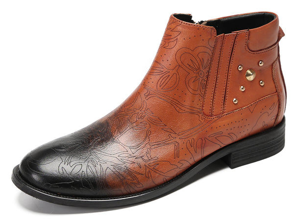 Santimon Mens Leather Chelsea Boots Casual Party