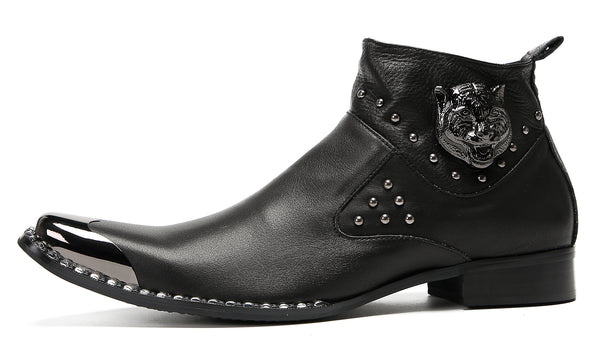 Santimon Mens Metal Tip Casual Western Boots