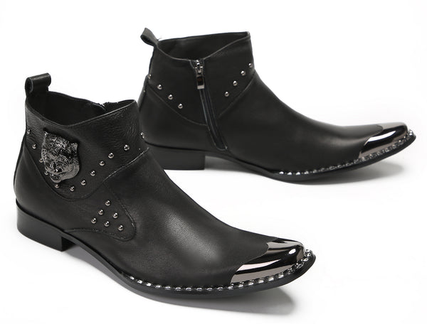 Santimon Mens Metal Tip Casual Western Boots