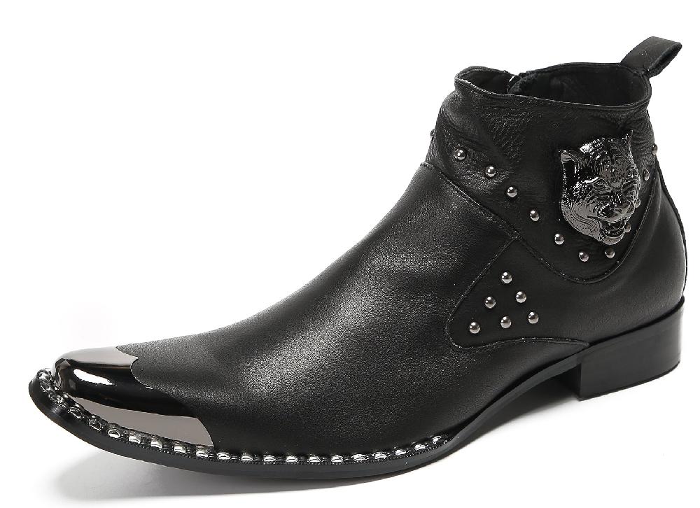 santimon Mens Metal Tip Casual Western Boots