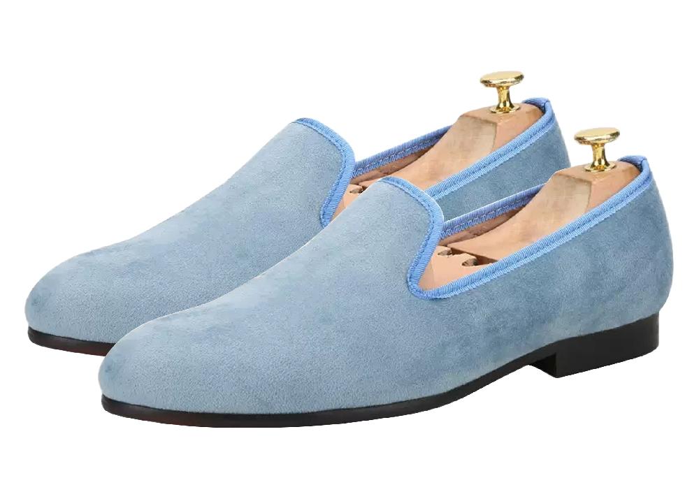 santimon Mens Prom Dress Velvet Slip On Loafers