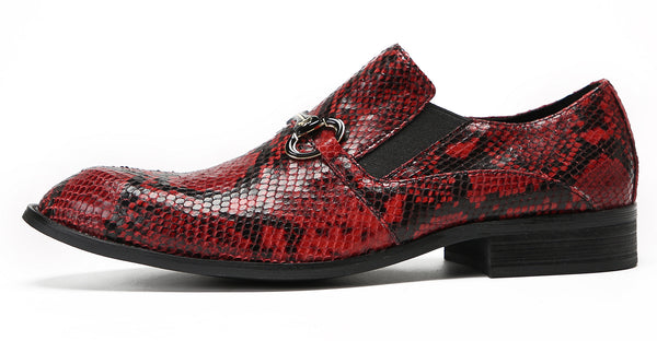 Santimon Mens Red Dress Slip On Penny Loafers