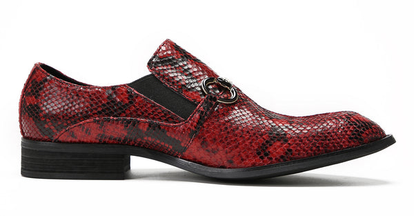 Santimon Mens Red Dress Slip On Penny Loafers